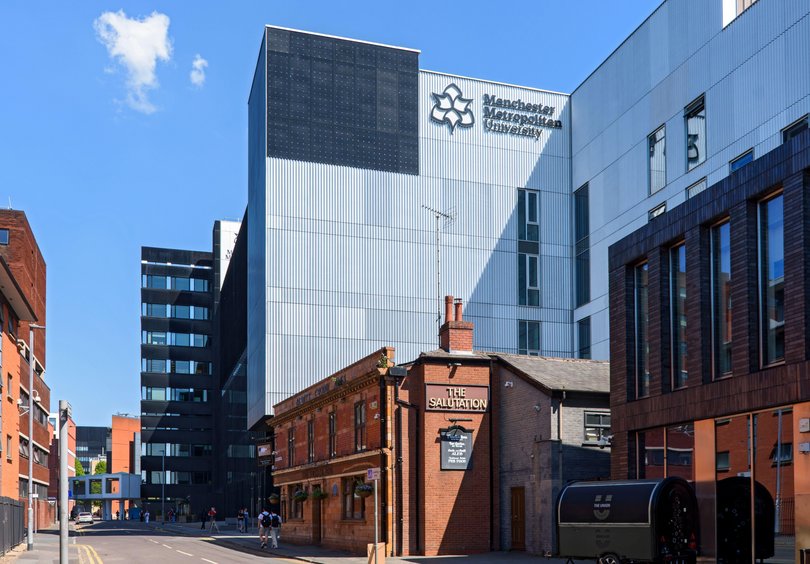 The School of Digital Arts building and the Salutation public house, Manchester Metropolitan
